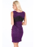 Dress with a bow on the neckline, purple G52360 - Online store - Boutique